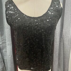Sequin Black Sleeveless Top